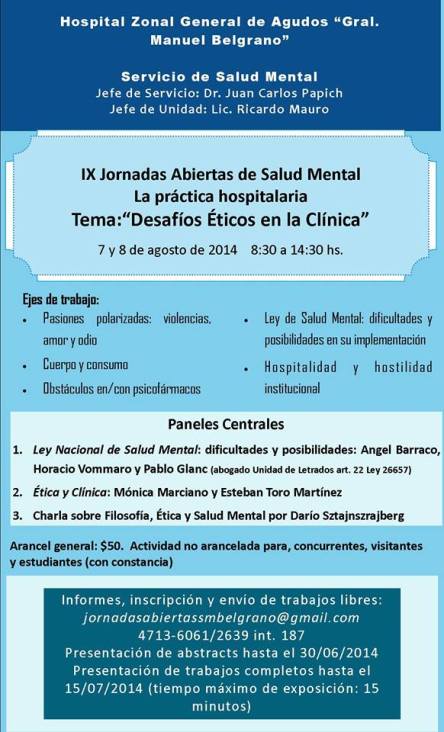 Jornadas de Salud Mental - Htal Manuel Belgrano 2014